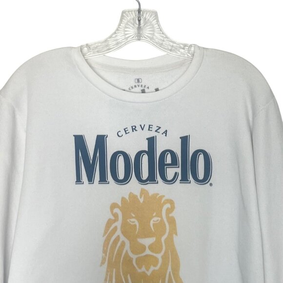 Modelo Cerveza Mens Sweatshirt Lion Graphic White Size Small New WOT - Picture 3 of 7